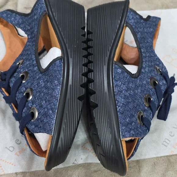 NEW Bernie Mev "Marcelo" Women's Wedge Sandals Lace Up Woven Denim 2 Laces 42/11 - Picture 8 of 11